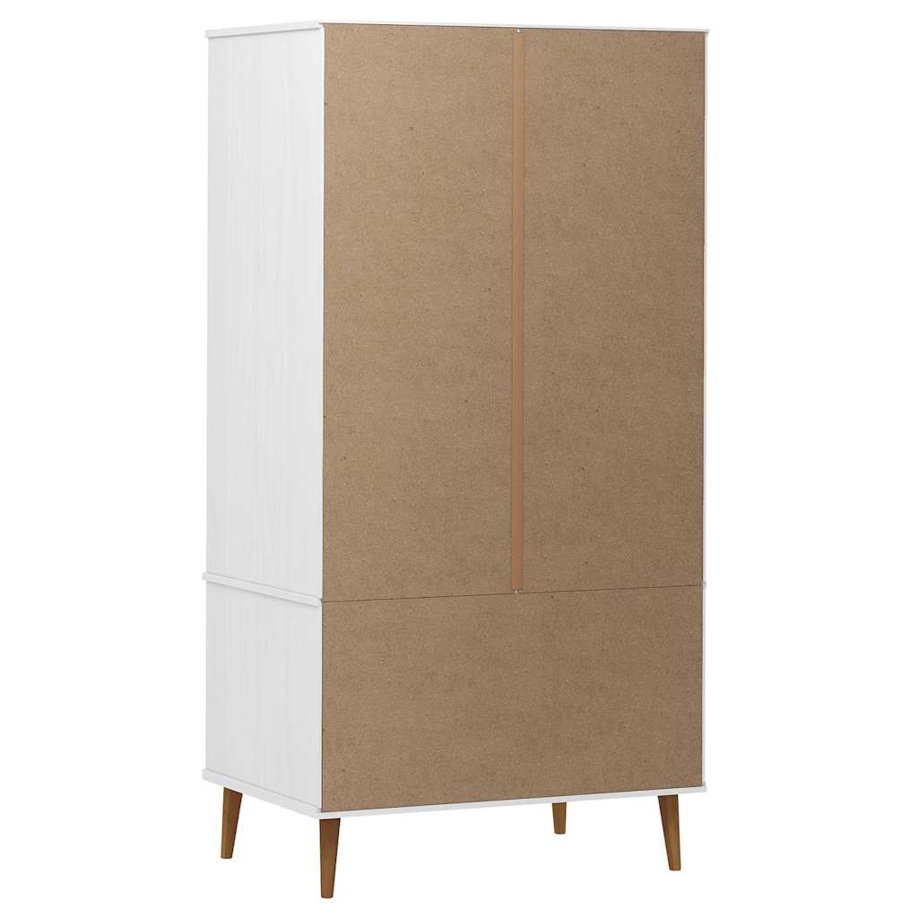 vidaXL Wardrobe "MOLDE" White 90x55x175 cm Solid Wood Pine 5