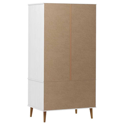 vidaXL Wardrobe "MOLDE" White 90x55x175 cm Solid Wood Pine 5