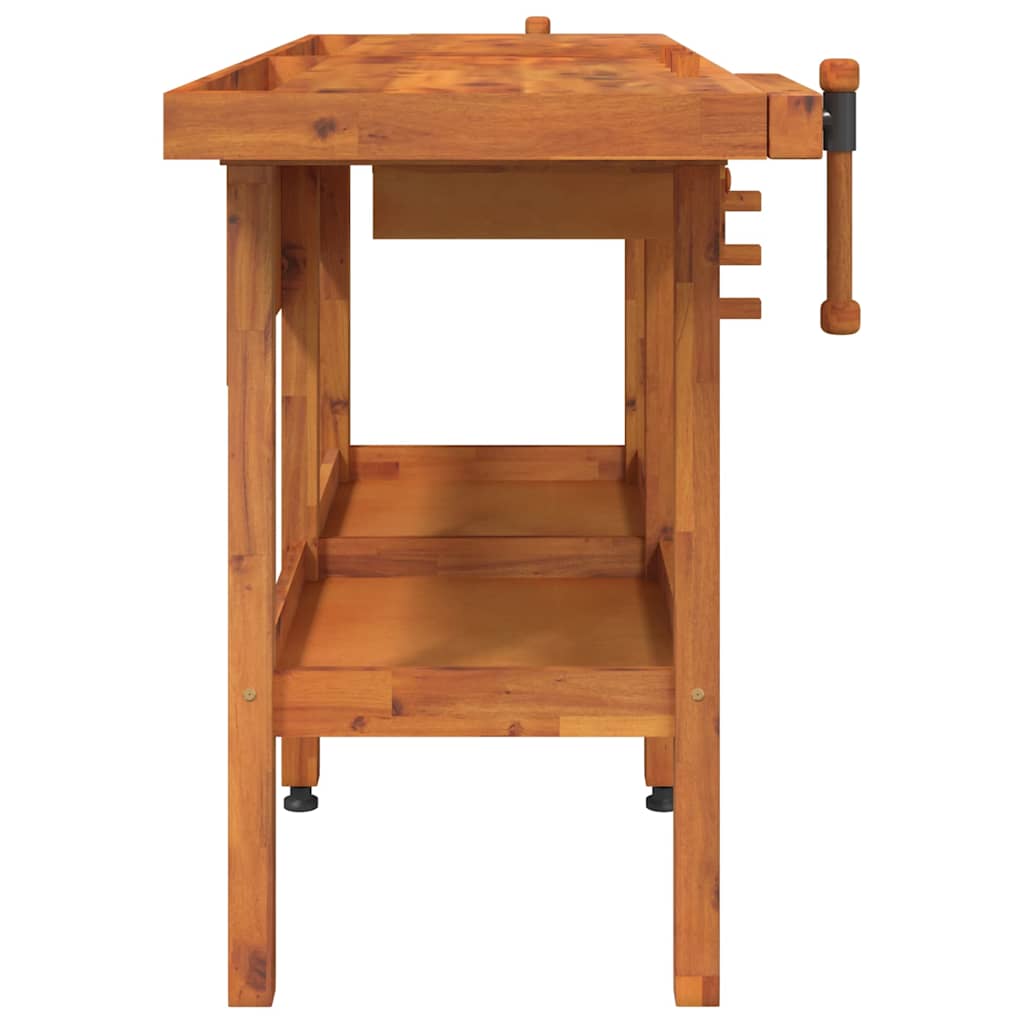 vidaXL Workbench with Drawers and Vices 162x62x83 cm Solid Wood Acacia 5