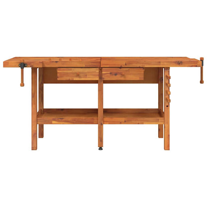 Workbench with Drawers and Vices 192x62x83 cm Solid Wood Acacia Without cabinet