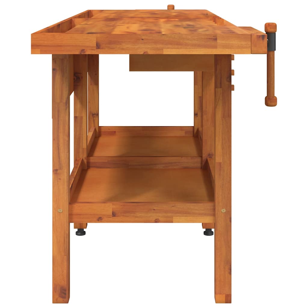 vidaXL Workbench with Drawers and Vices 192x62x83 cm Solid Wood Acacia 5