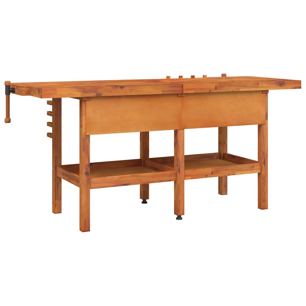 vidaXL Workbench with Drawers and Vices 192x62x83 cm Solid Wood Acacia 6