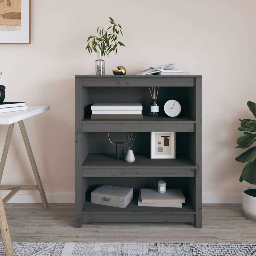 Book Cabinet 80x35x97 cm Solid Wood Pine Grey 97 cm