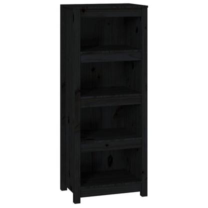 Book Cabinet 50x35x154 cm Solid Wood Pine Black 125.5 cm