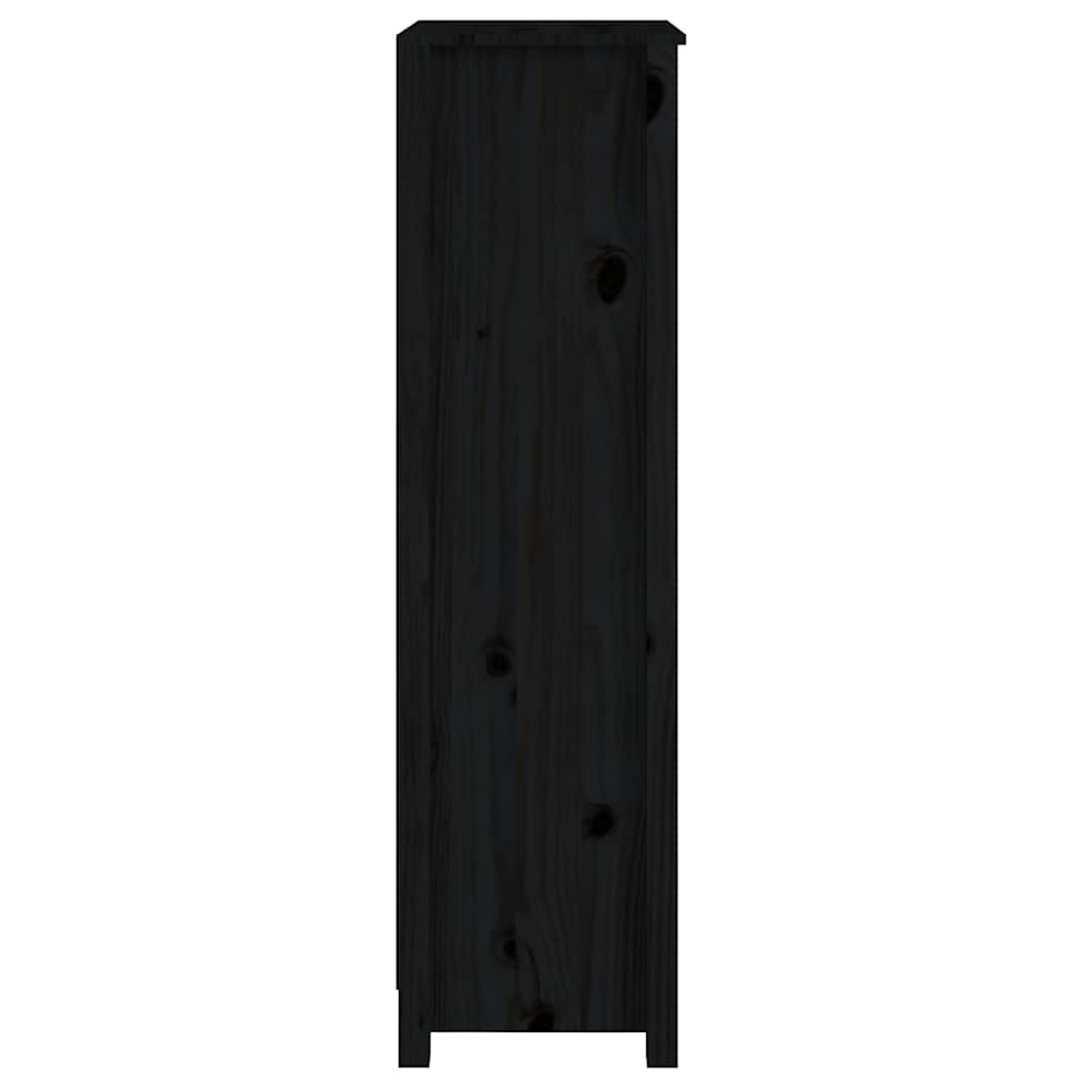 Book Cabinet 50x35x154 cm Solid Wood Pine Black 125.5 cm