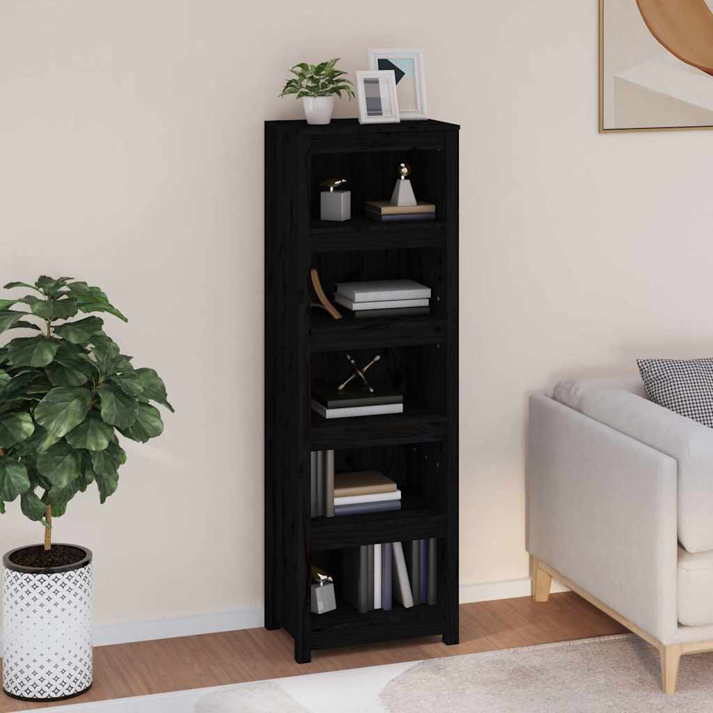 Book Cabinet 50x35x154 cm Solid Wood Pine Black 154 cm