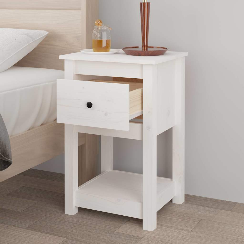 Bedside Cabinet 40x35x61,5 cm Solid Wood Pine White