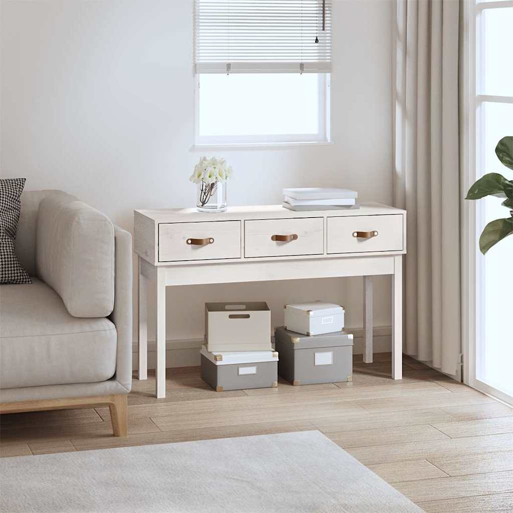 Console Table 76,5x40x75 cm Solid Wood Pine White 114 cm