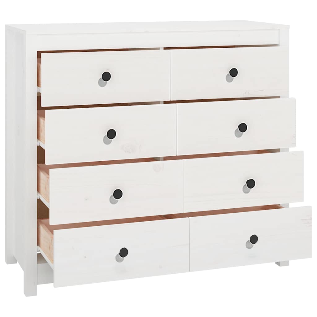 vidaXL Side Cabinet White 100x40x90 cm Solid Wood Pine 3