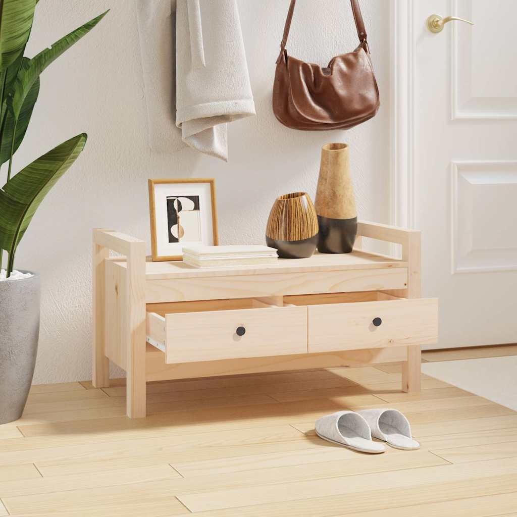 Hall Bench Solid Wood Pine Natural 80 cm 43 cm