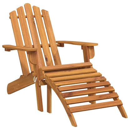 Garden Adirondack Chair Solid Acacia Wood with footrest