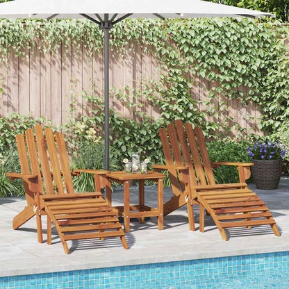 Garden Adirondack Chair Solid Acacia Wood with footrest