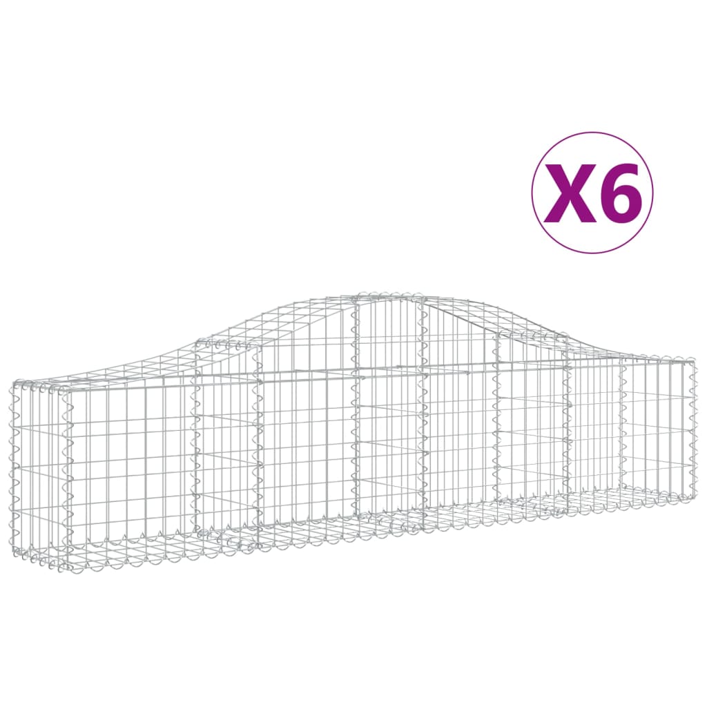 vidaXL Arched Gabion Baskets 6 pcs 200x30x40/60 cm Galvanised Iron 2
