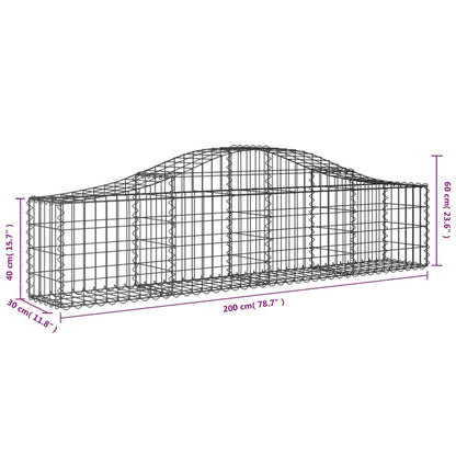 vidaXL Arched Gabion Baskets 6 pcs 200x30x40/60 cm Galvanised Iron 6