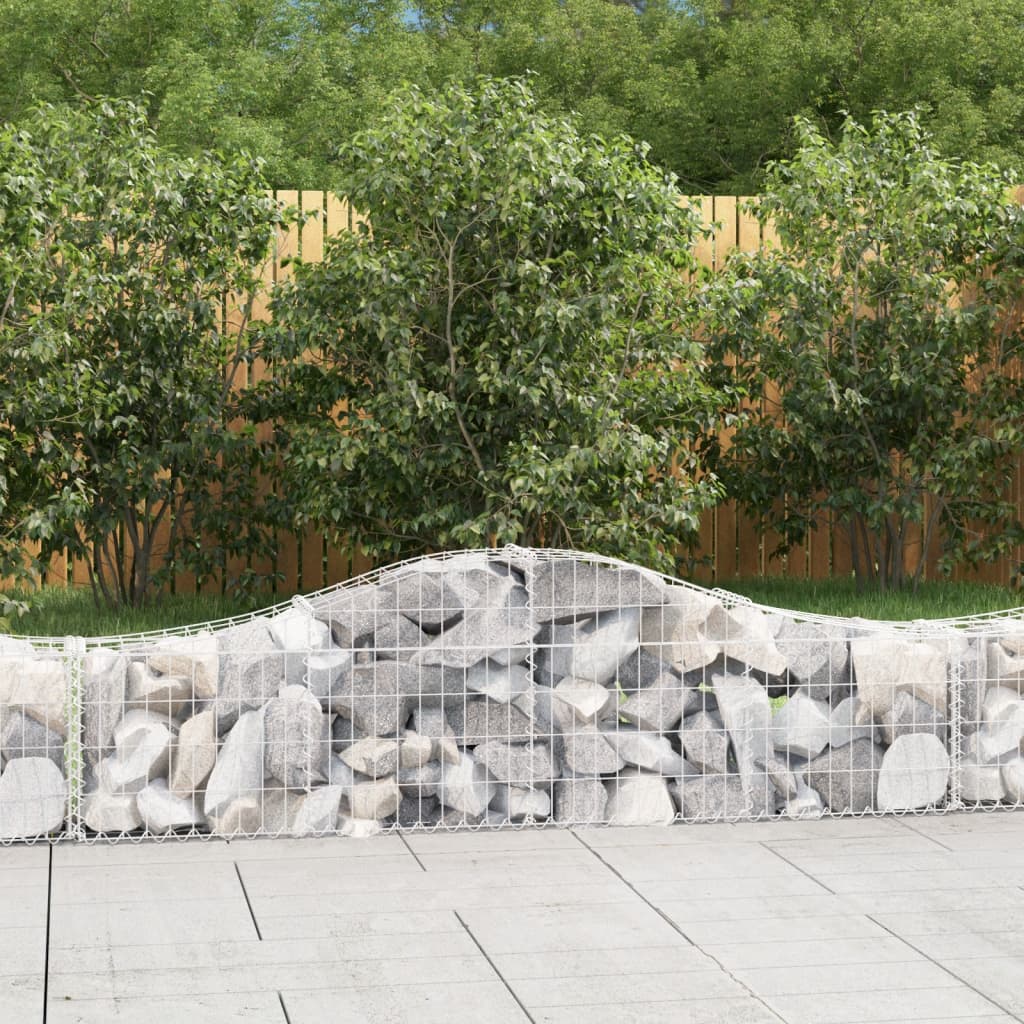 vidaXL Arched Gabion Baskets 6 pcs 200x30x40/60 cm Galvanised Iron 1
