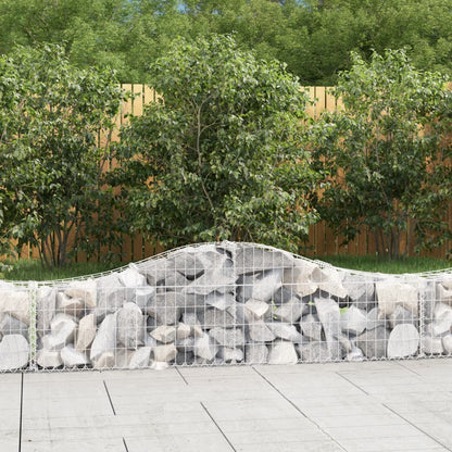 vidaXL Arched Gabion Baskets 8 pcs 200x30x40/60 cm Galvanised Iron 1