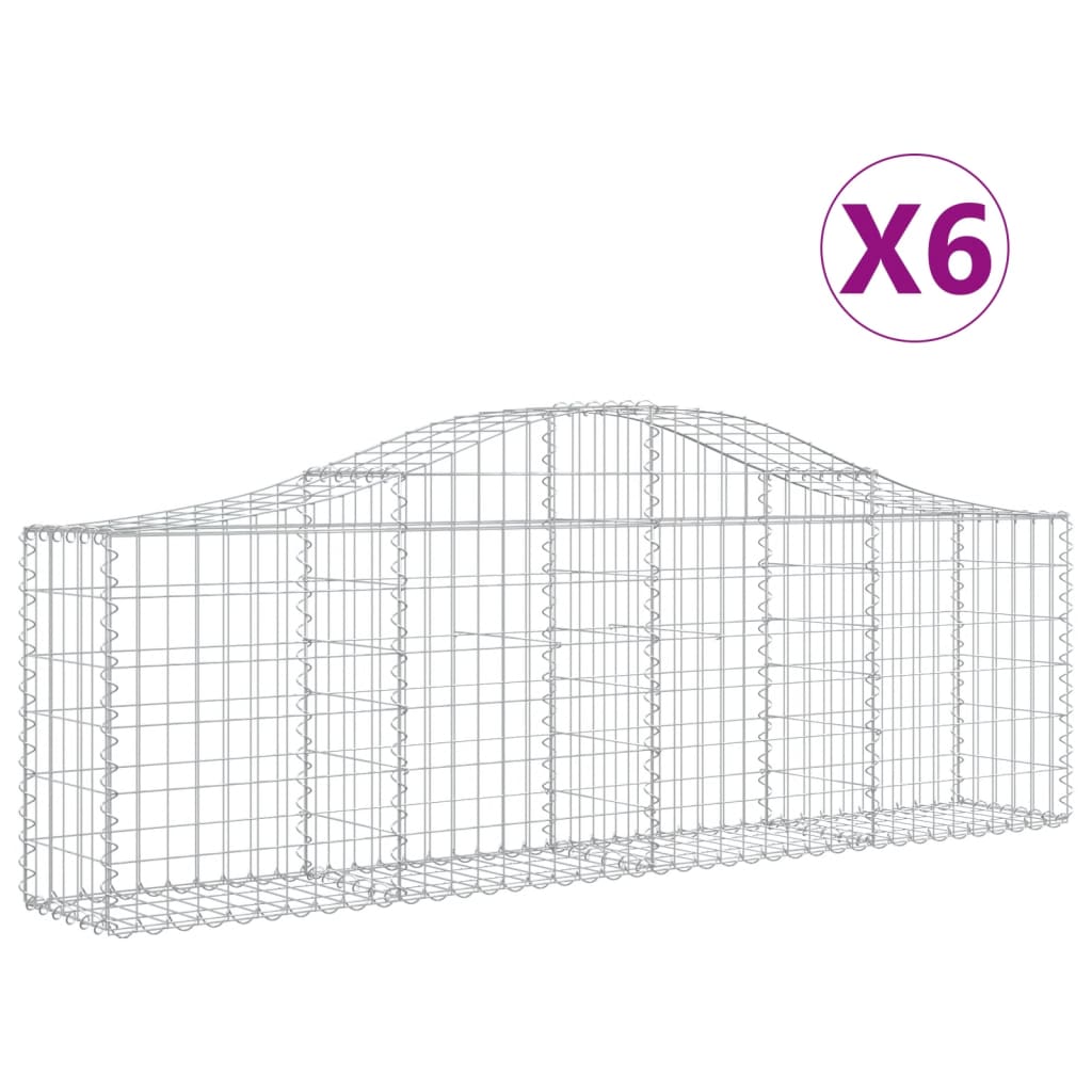vidaXL Arched Gabion Baskets 6 pcs 200x30x60/80 cm Galvanised Iron 2