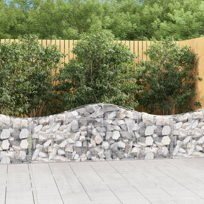 Arched Gabion Baskets Galvanised Iron 11 pcs 200 x 30 x 60/80 cm