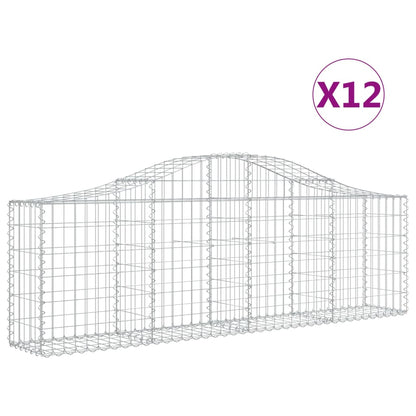 Arched Gabion Baskets Galvanised Iron 12 pcs 200 x 30 x 60/80 cm