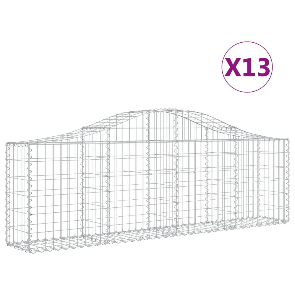 Arched Gabion Baskets Galvanised Iron 13 pcs 200 x 30 x 60/80 cm