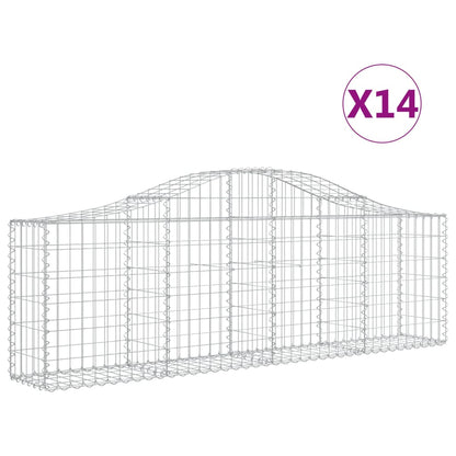 Arched Gabion Baskets Galvanised Iron 14 pcs 200 x 30 x 60/80 cm