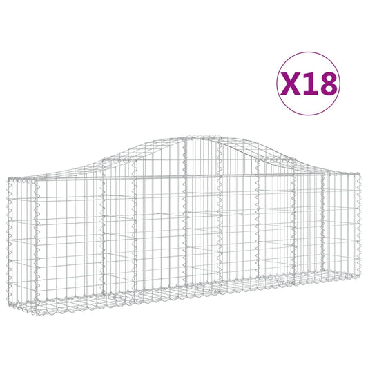Arched Gabion Baskets Galvanised Iron 18 pcs 200 x 30 x 60/80 cm