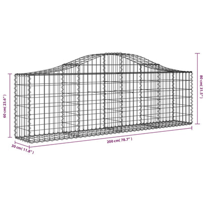 Arched Gabion Baskets Galvanised Iron 18 pcs 200 x 30 x 60/80 cm
