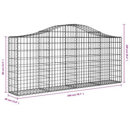 vidaXL Arched Gabion Baskets 5 pcs 200x30x80/100 cm Galvanised Iron 6