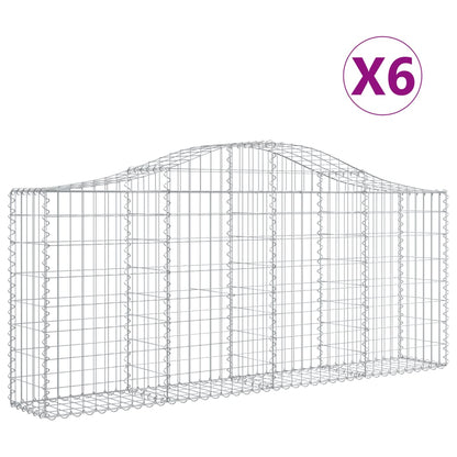 vidaXL Arched Gabion Baskets 6 pcs 200x30x80/100 cm Galvanised Iron 2