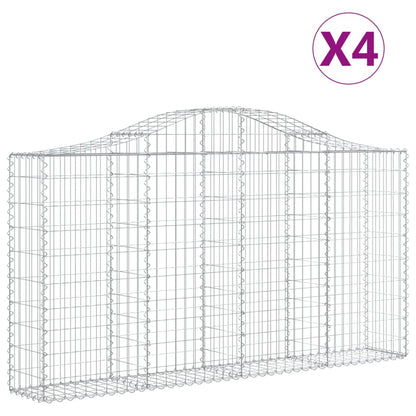 vidaXL Arched Gabion Baskets 4 pcs 200x30x100/120 cm Galvanised Iron 2