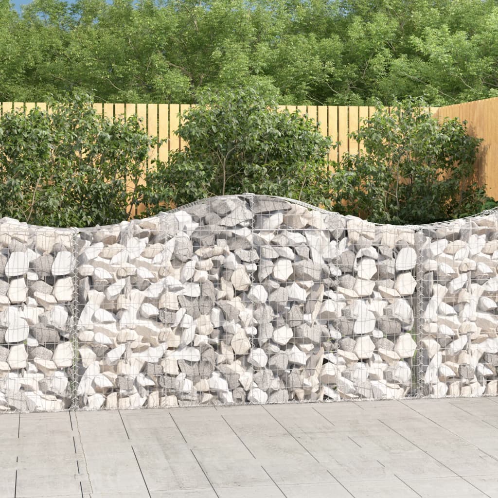 vidaXL Arched Gabion Baskets 4 pcs 200x30x100/120 cm Galvanised Iron 1