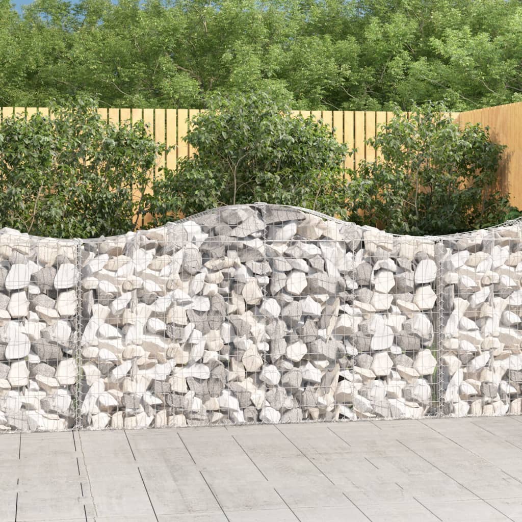 vidaXL Arched Gabion Baskets 6 pcs 200x30x100/120 cm Galvanised Iron 1