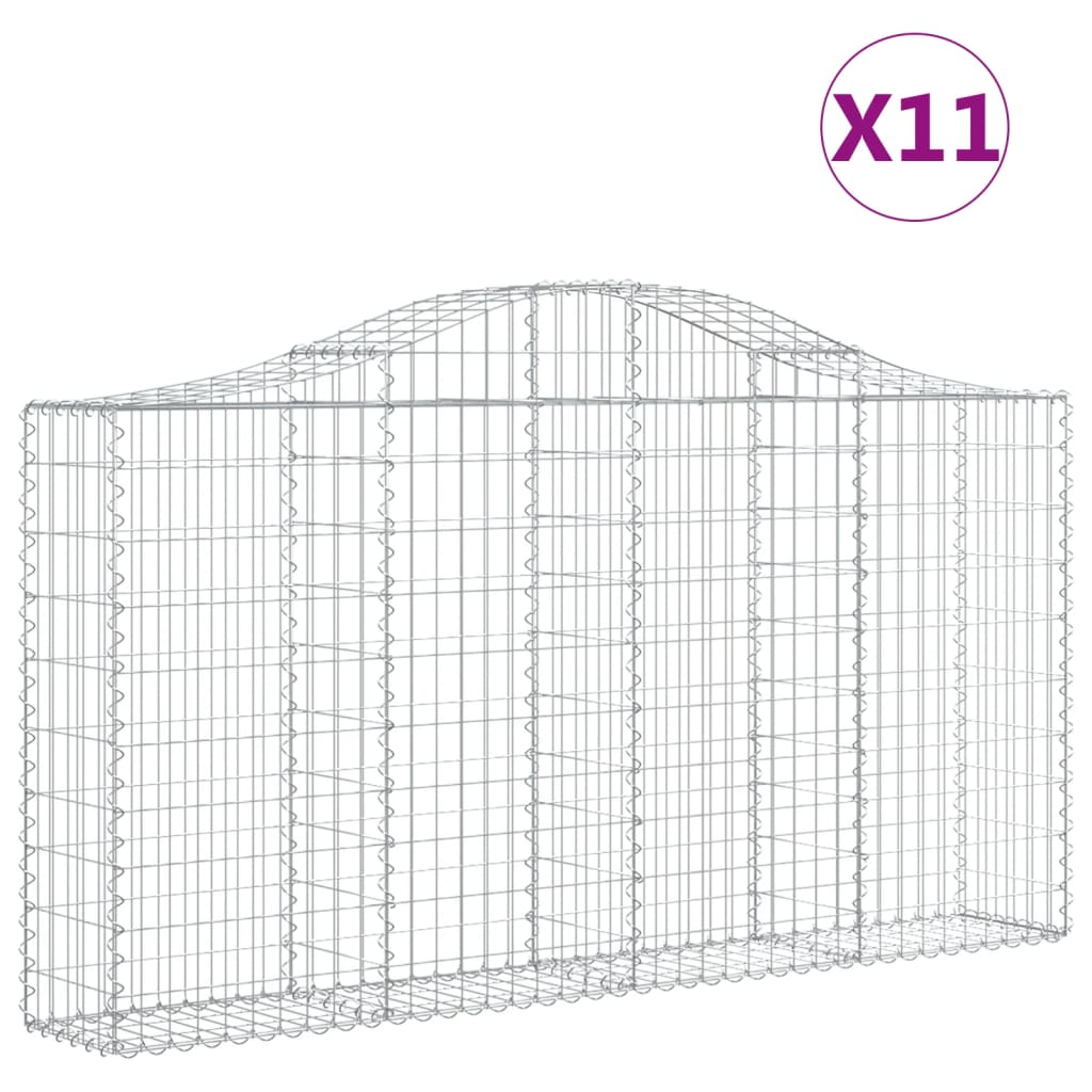 Arched Gabion Baskets Galvanised Iron 11 pcs 200 x 30 x 100/120 cm