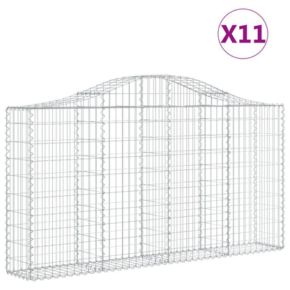 Arched Gabion Baskets Galvanised Iron 11 pcs 200 x 30 x 100/120 cm