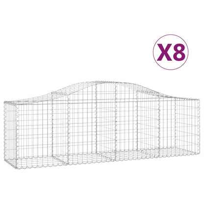 vidaXL Arched Gabion Baskets 8 pcs 200x50x60/80 cm Galvanised Iron 2