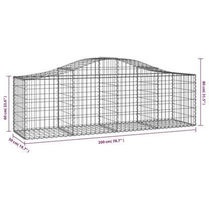 vidaXL Arched Gabion Baskets 8 pcs 200x50x60/80 cm Galvanised Iron 6