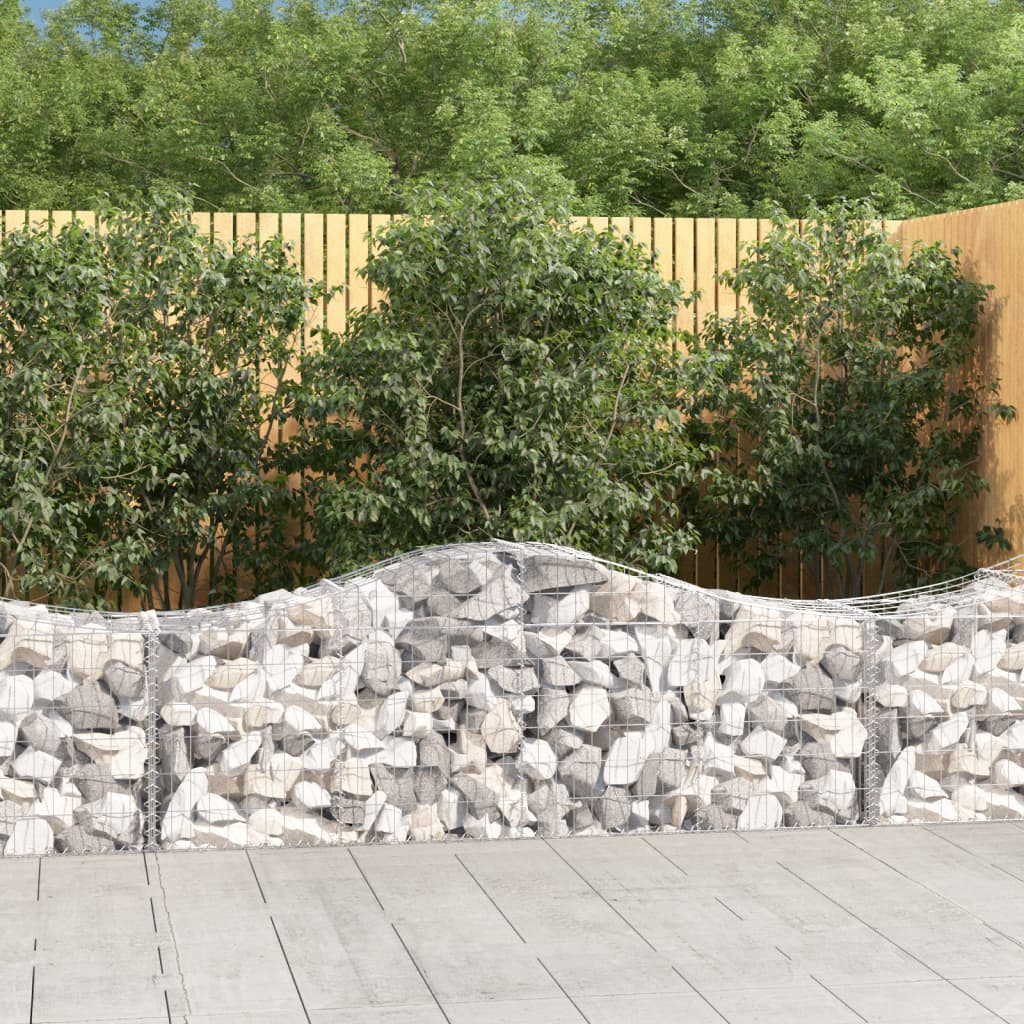 vidaXL Arched Gabion Baskets 8 pcs 200x50x60/80 cm Galvanised Iron 1