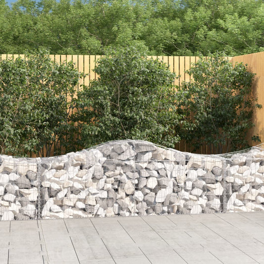 vidaXL Arched Gabion Baskets 8 pcs 200x50x60/80 cm Galvanised Iron 1