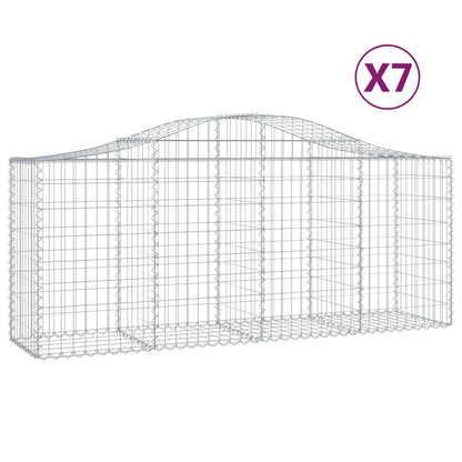 vidaXL Arched Gabion Baskets 7 pcs 200x50x80/100 cm Galvanised Iron 2