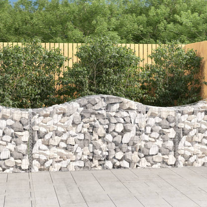 vidaXL Arched Gabion Baskets 7 pcs 200x50x80/100 cm Galvanised Iron 1