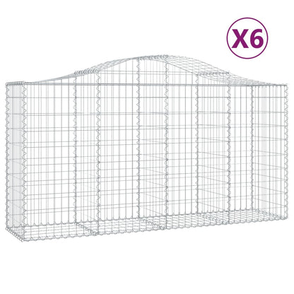 vidaXL Arched Gabion Baskets 6 pcs 200x50x100/120 cm Galvanised Iron 2