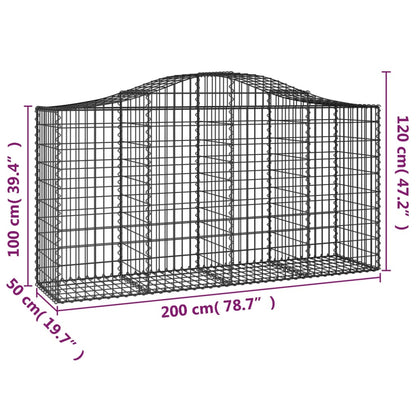 vidaXL Arched Gabion Baskets 6 pcs 200x50x100/120 cm Galvanised Iron 6