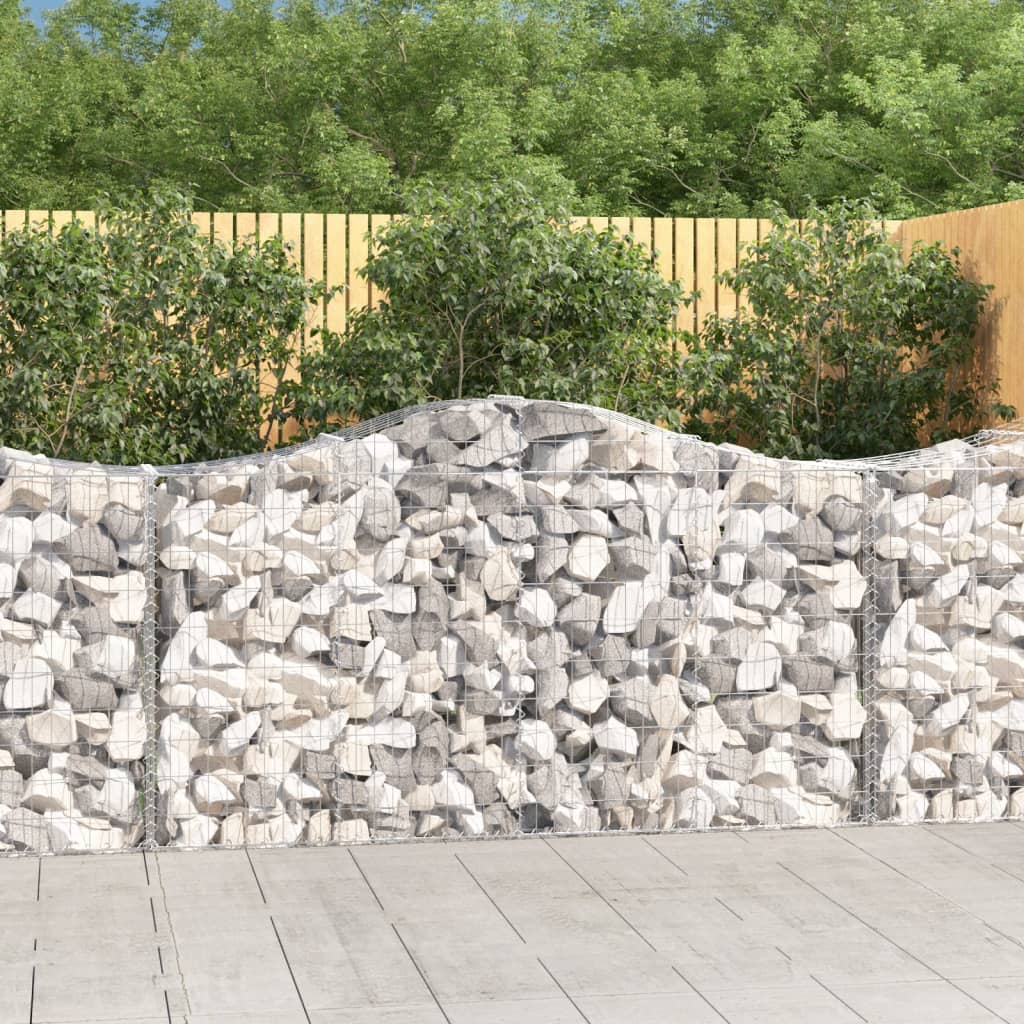 vidaXL Arched Gabion Baskets 6 pcs 200x50x100/120 cm Galvanised Iron 1