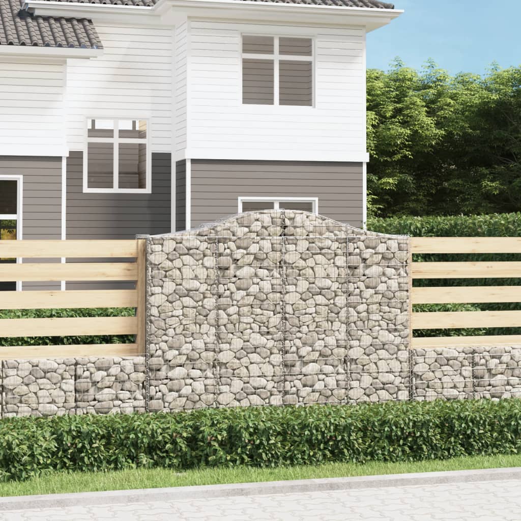 vidaXL Arched Gabion Baskets 3 pcs 200x50x160/180 cm Galvanised Iron 1