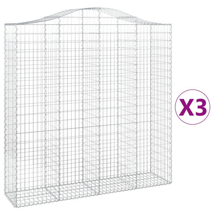 vidaXL Arched Gabion Baskets 3 pcs 200x50x200/220 cm Galvanised Iron 2