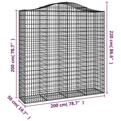 vidaXL Arched Gabion Baskets 3 pcs 200x50x200/220 cm Galvanised Iron 6