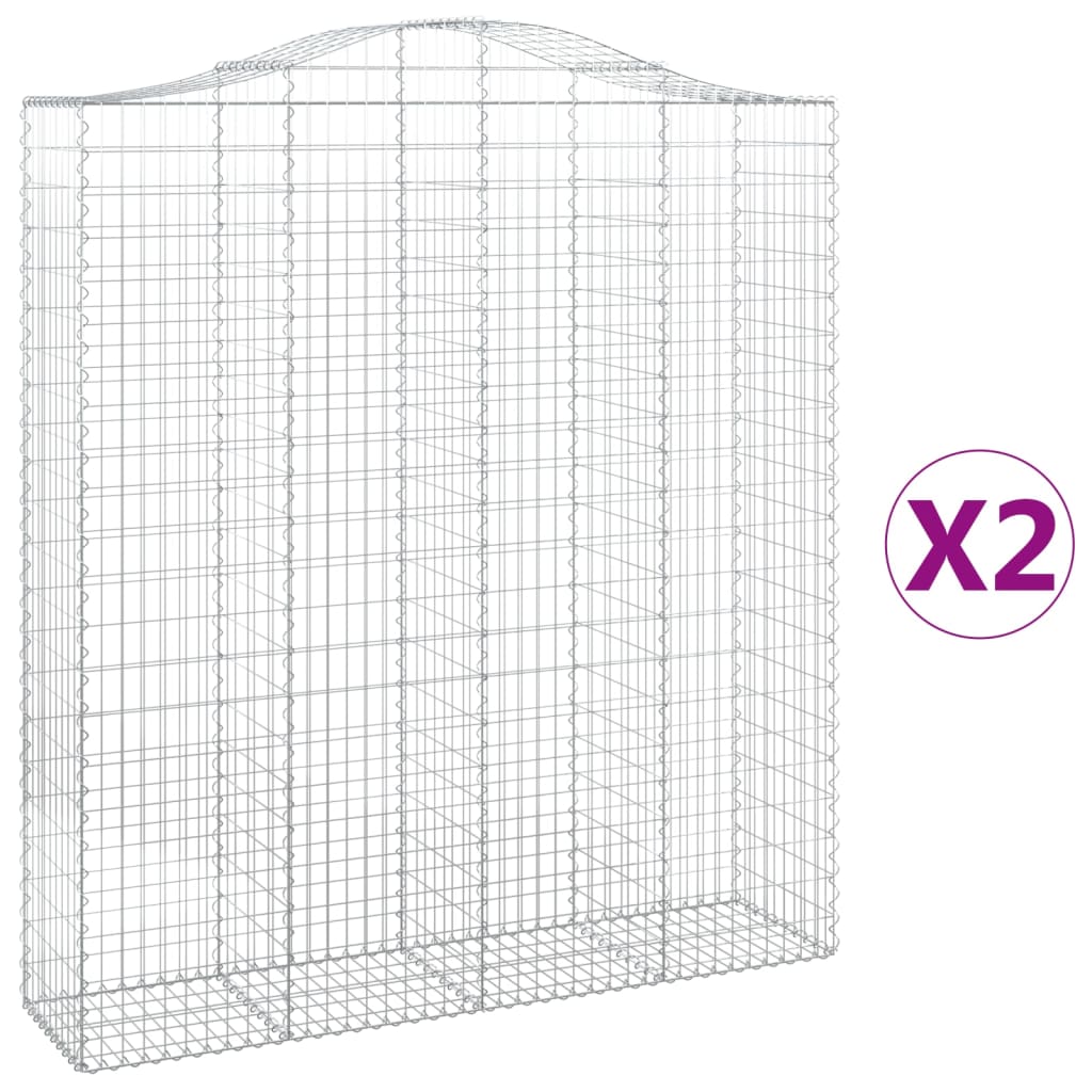 vidaXL Arched Gabion Baskets 2 pcs 200x50x220/240 cm Galvanised Iron 2
