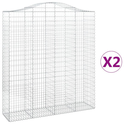 vidaXL Arched Gabion Baskets 2 pcs 200x50x220/240 cm Galvanised Iron 2