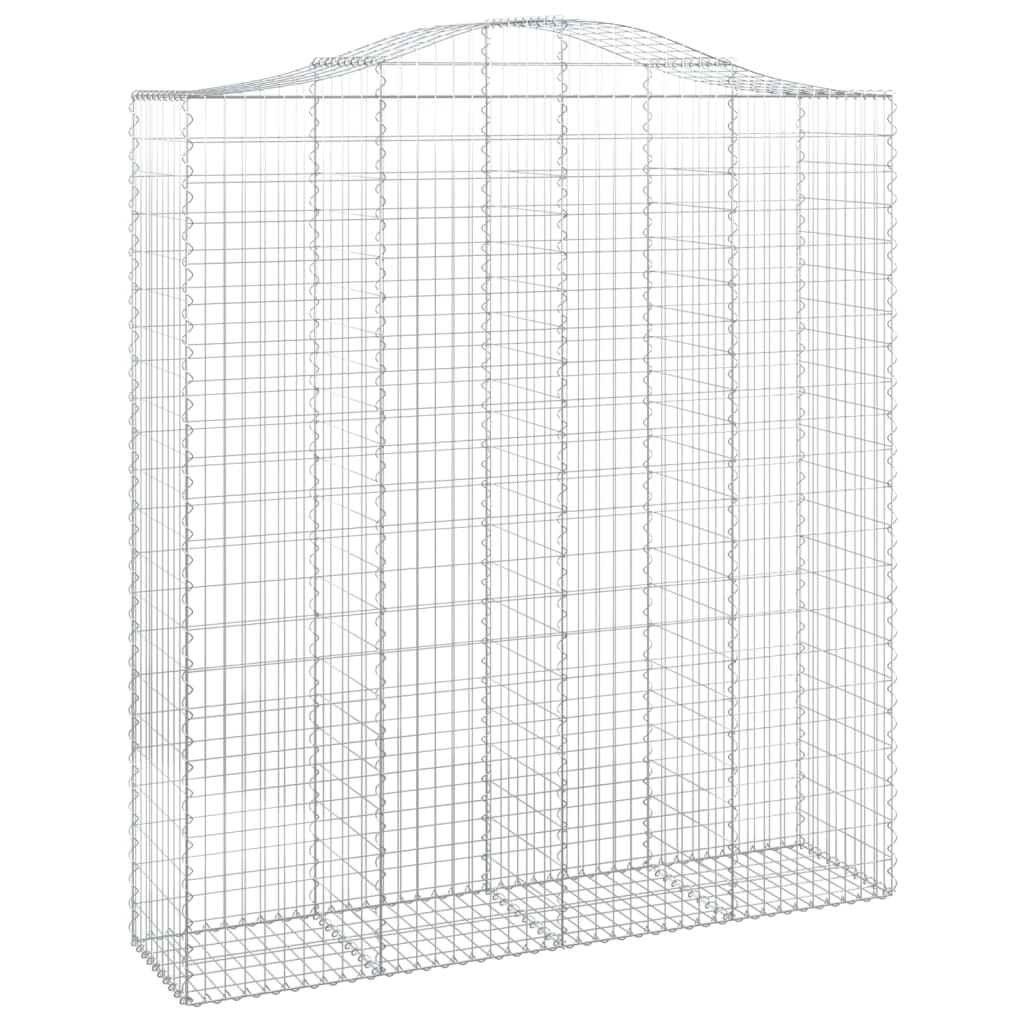 vidaXL Arched Gabion Baskets 2 pcs 200x50x220/240 cm Galvanised Iron 3