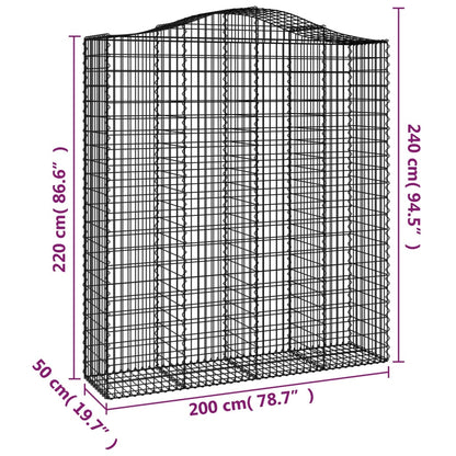 vidaXL Arched Gabion Baskets 2 pcs 200x50x220/240 cm Galvanised Iron 6